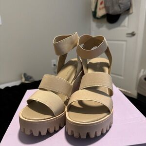 Madden Girl Cream Platform Sandals
